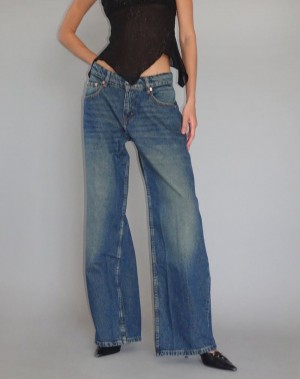 Motel Rocks Roomy Extra Brede Low Rise Jeans Dame Lyse Blå | COD4039IZ