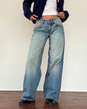 Motel Rocks Roomy Extra Brede Low Rise Jeans Dame Grønn | SUY8229QA