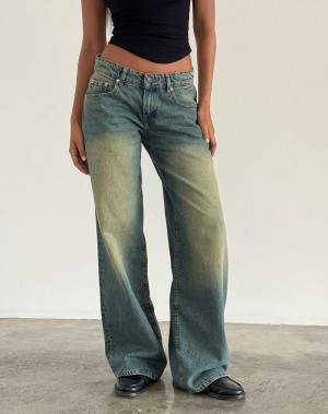 Motel Rocks Roomy Extra Brede Low Rise Jeans Dame Grønn | SVA8288PV