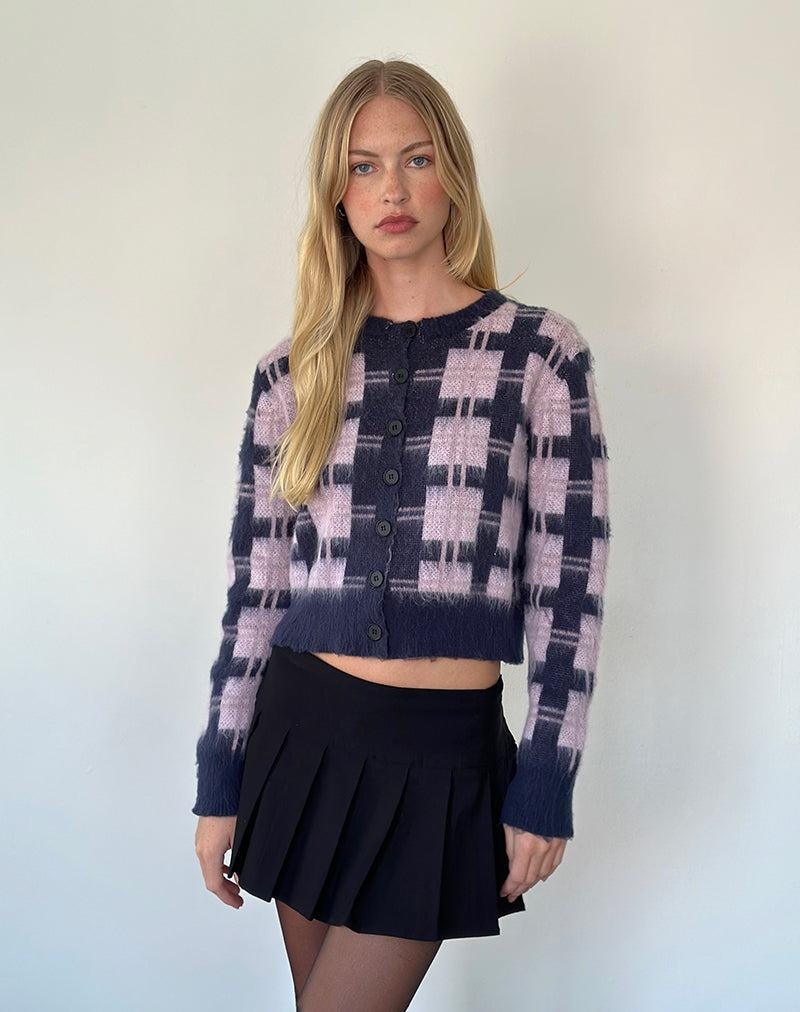 Motel Rocks Anzio Button Up Cardigan Dame Marineblå Rosa | UWI24YX