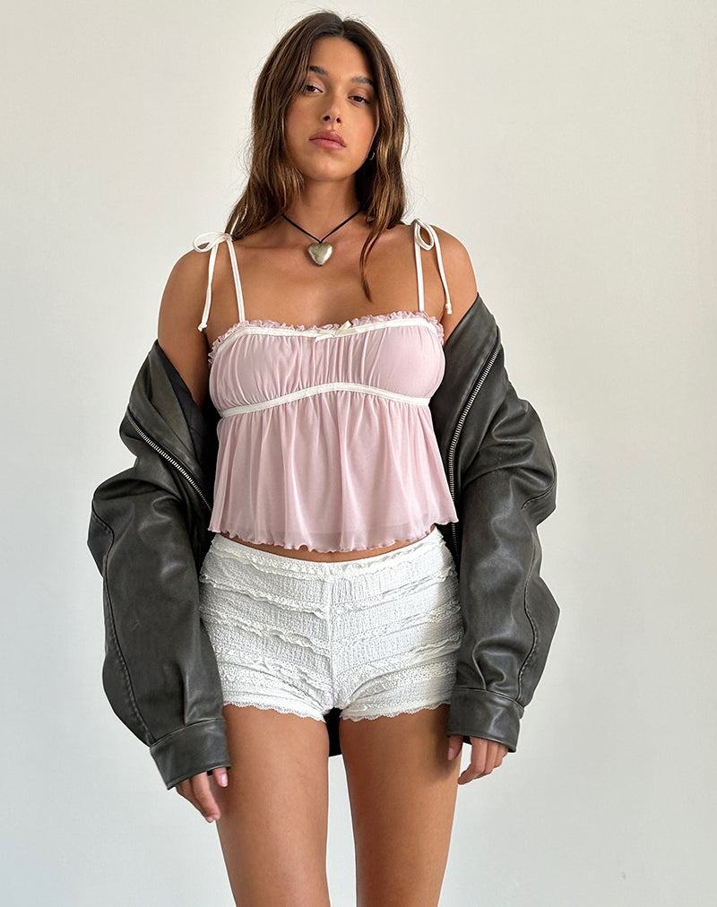 Motel Rocks Damaris Cami Tank Top Dame Rosa Hvite | HZX338LV