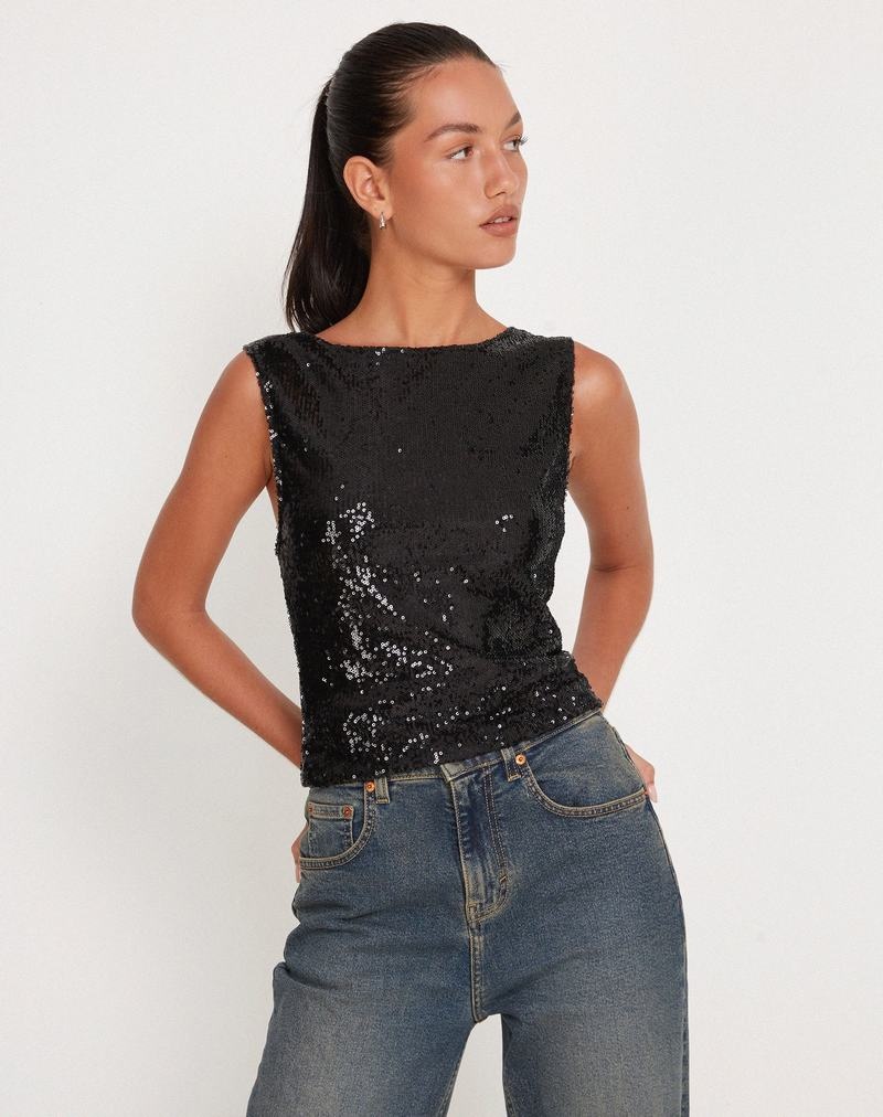 Motel Rocks Hala Crop Top Vest Dame Svarte | CSP6187JL