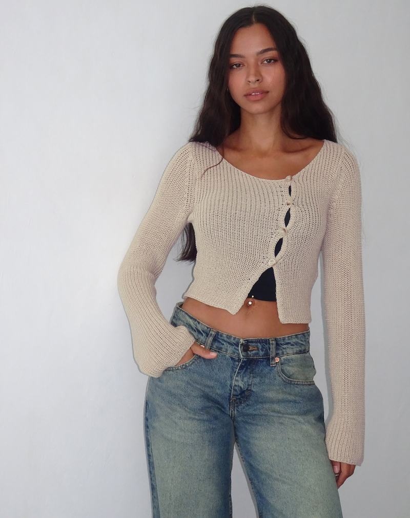 Motel Rocks Kazayo Long Sleeve Knit Top Genser Dame Beige | IUU7622EK