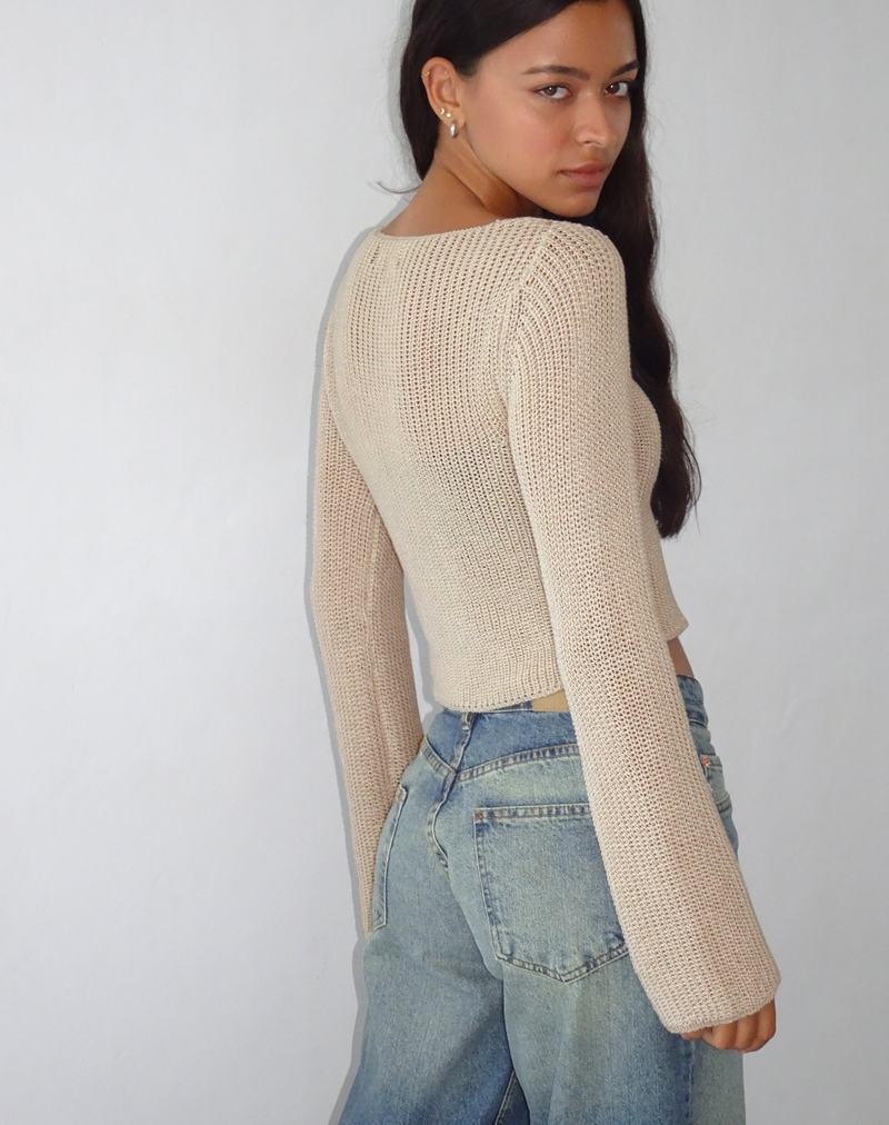 Motel Rocks Kazayo Long Sleeve Knit Top Genser Dame Beige | IUU7622EK