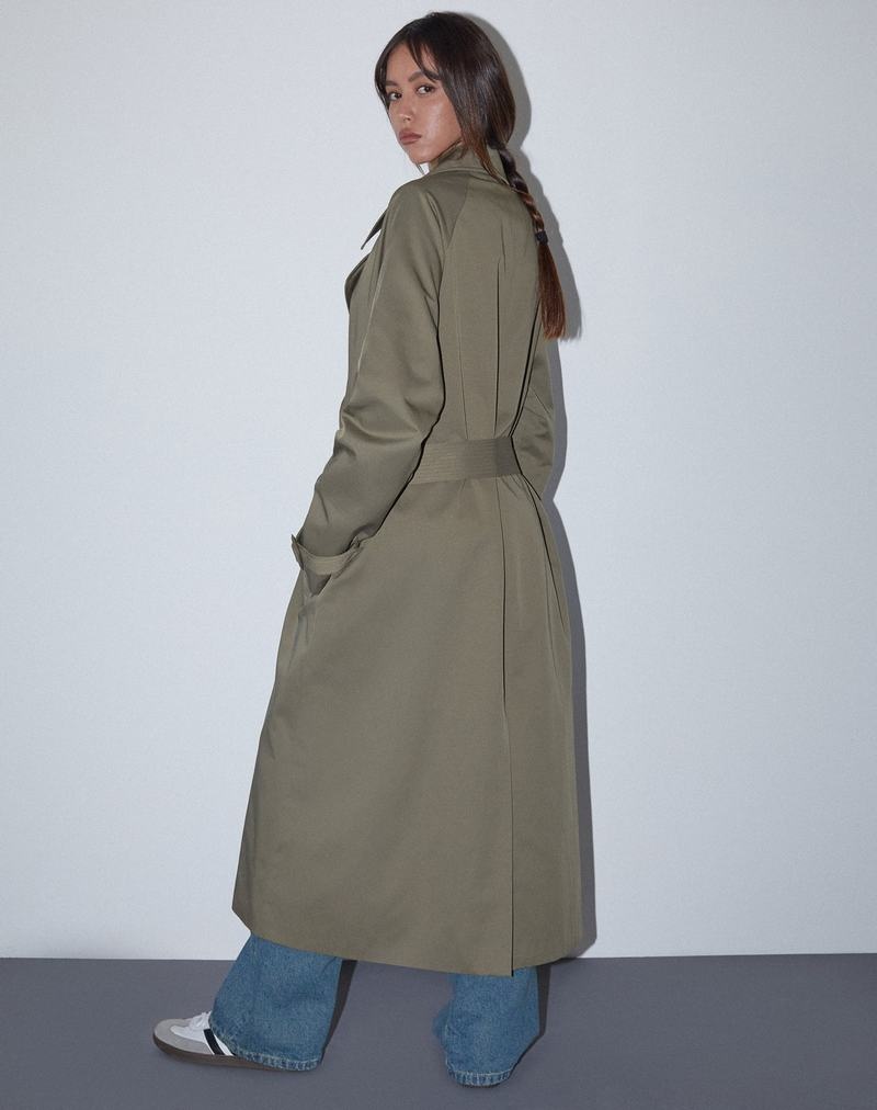 Motel Rocks Orcati Trenchcoat Dame Khaki | USM2548LW