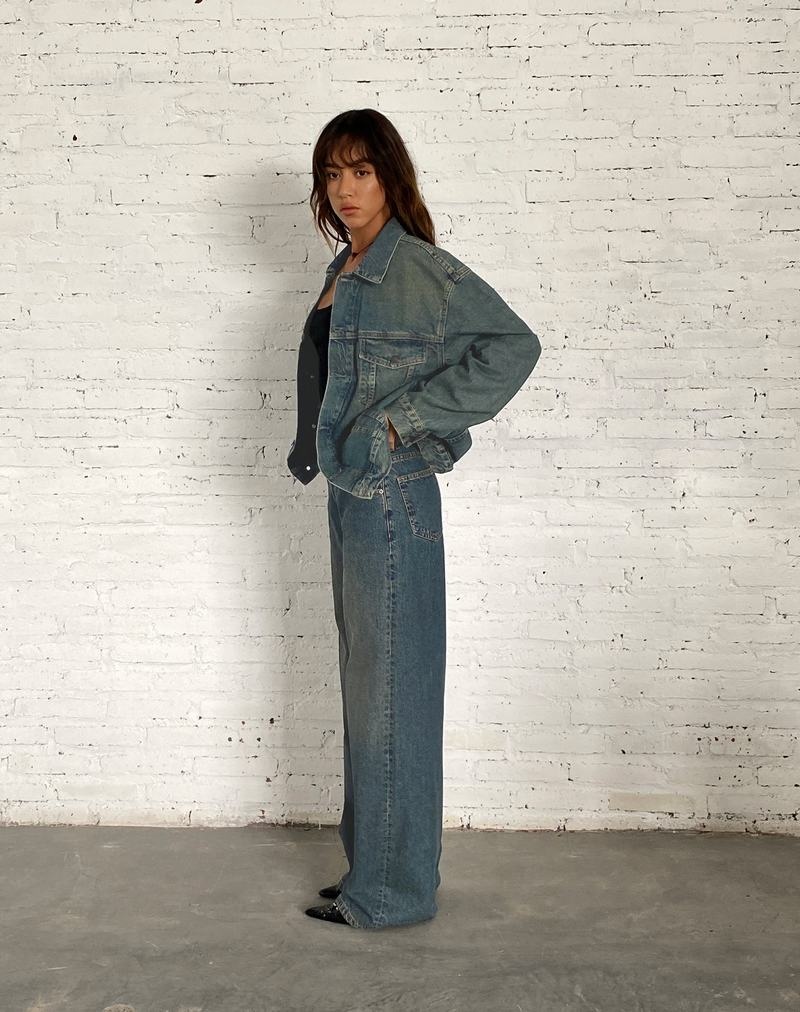 Motel Rocks Oversized Denim Jakker Dame Brune Blå | PLG8717CX