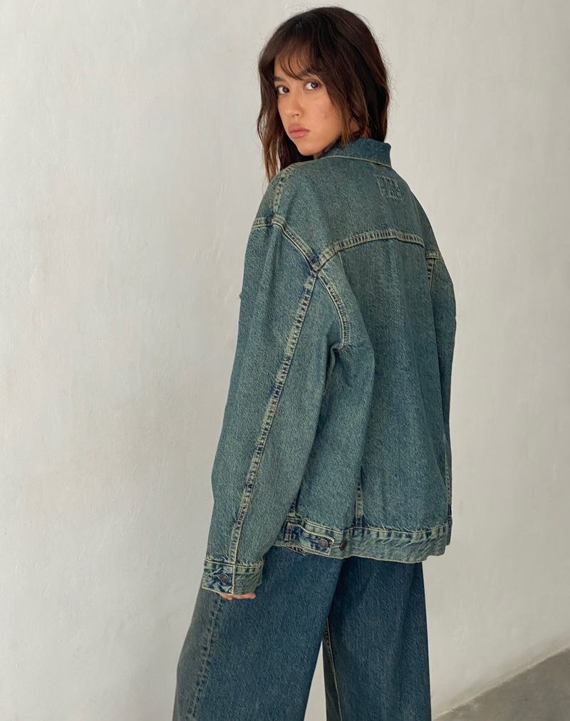 Motel Rocks Oversized Denim Jakker Dame Brune Blå | PLG8717CX