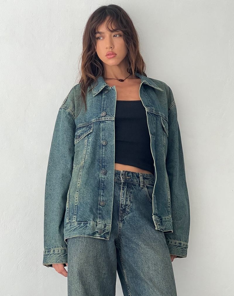 Motel Rocks Oversized Denim Jakker Dame Brune Blå | PLG8717CX