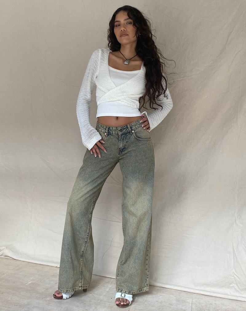 Motel Rocks Roomy Extra Brede Leg Low Rise Jeans Dame Blå | PKS4299TB