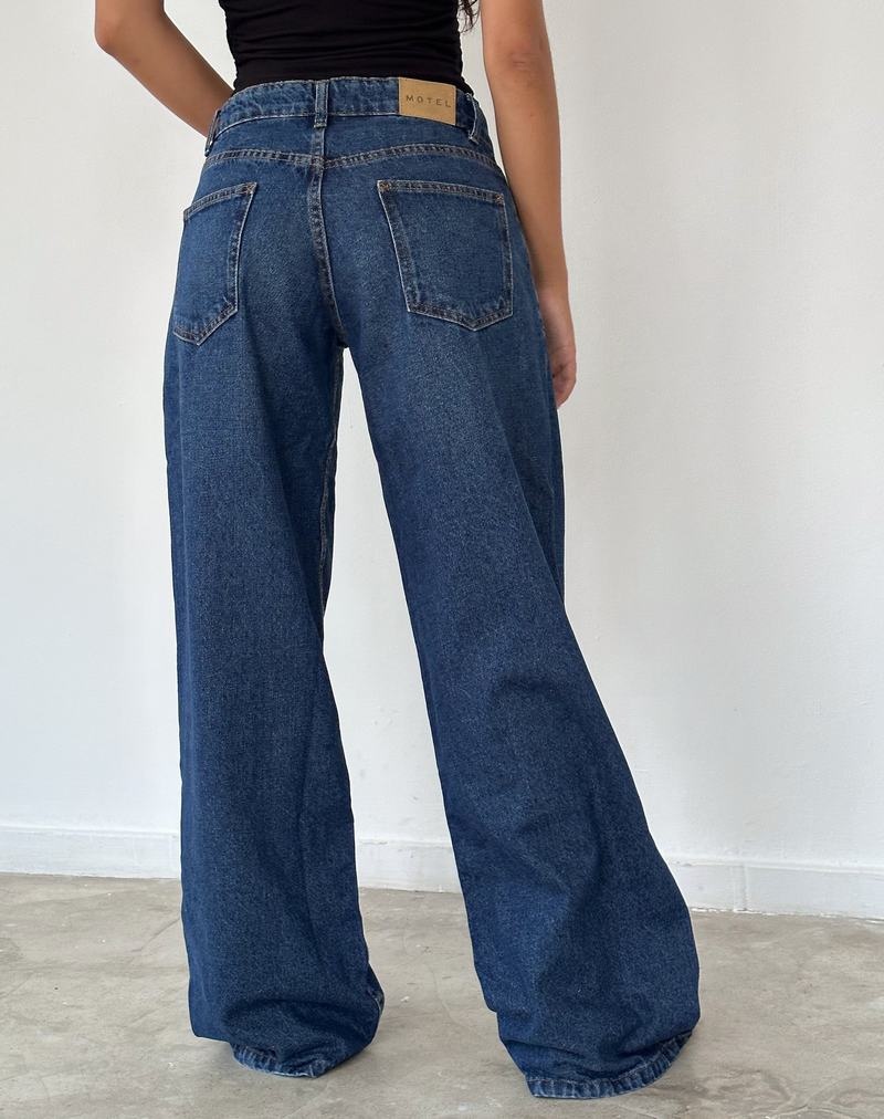 Motel Rocks Roomy Extra Brede Low Rise Jeans Dame Mørke Blå | NZL603ZU