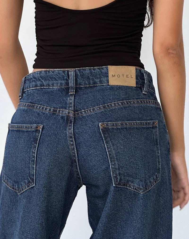 Motel Rocks Roomy Extra Brede Low Rise Jeans Dame Mørke Blå | NZL603ZU