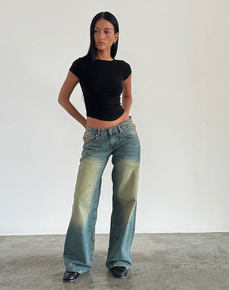 Motel Rocks Roomy Extra Brede Low Rise Jeans Dame Grønn | SVA8288PV