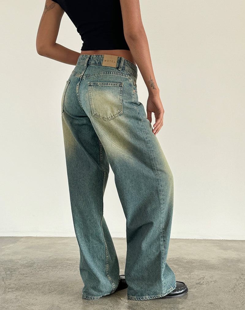 Motel Rocks Roomy Extra Brede Low Rise Jeans Dame Grønn | SVA8288PV