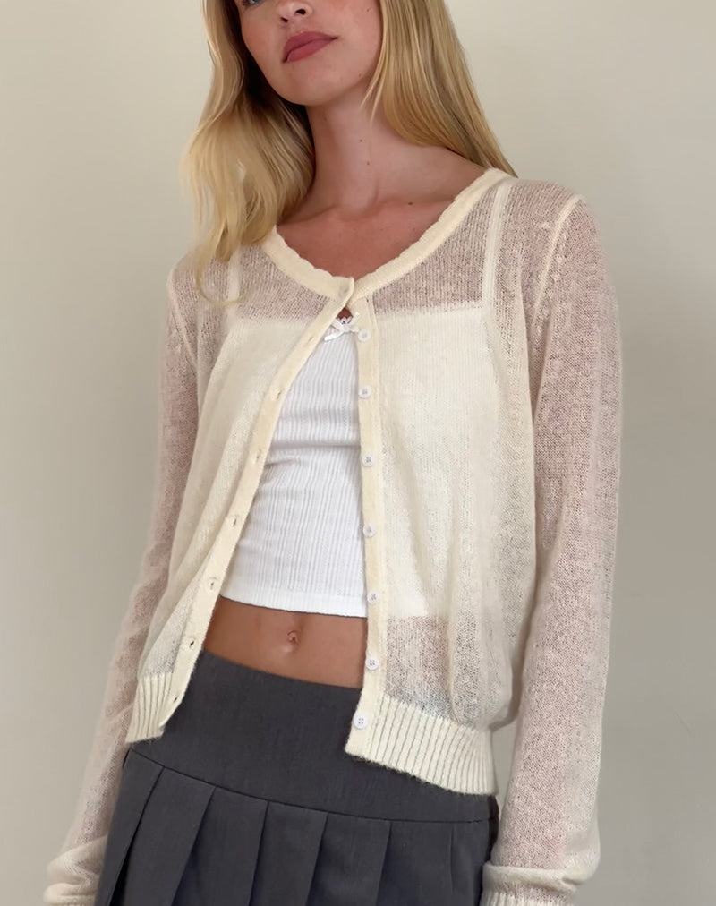 Motel Rocks Solana Light Knit Cardigan Dame Hvite | JWN8931EC