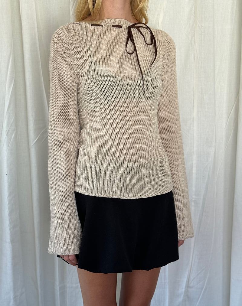 Motel Rocks Valorie Knit Genser Dame Beige | FXX811DL