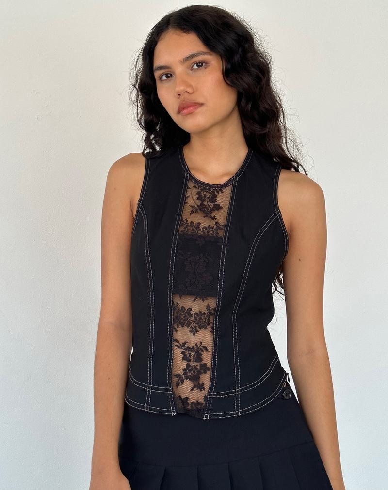 Motel Rocks Verbena Blonder Panel Vest Dame Svarte | XUY2695UX