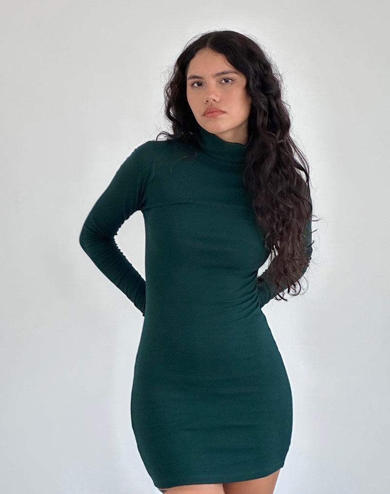 Motel Rocks Yrion Turtle Neck Bodycon Mini Kjole Dame Grønn | KHM10056HP