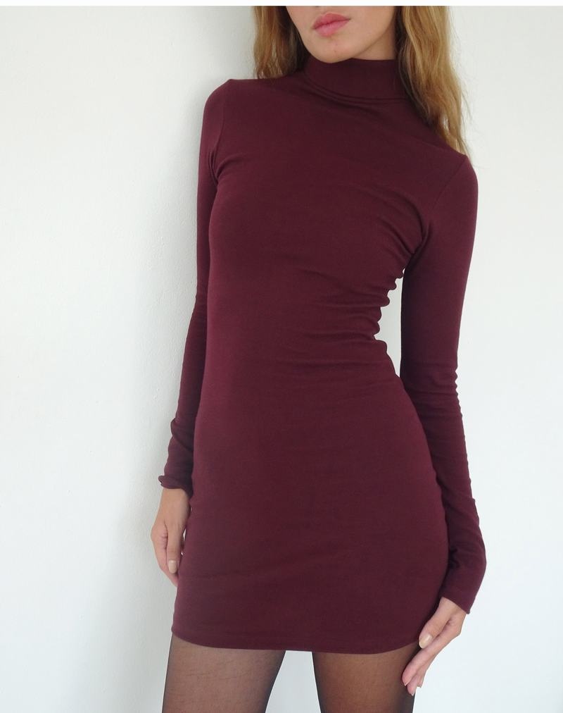 Motel Rocks Yrion Turtle Neck Bodycon Mini Kjole Dame Rød | RSP7199DE